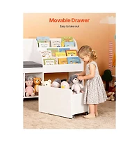 Sugift Kids Reading Nook Storage Bench Bookshelf Toy Organizer