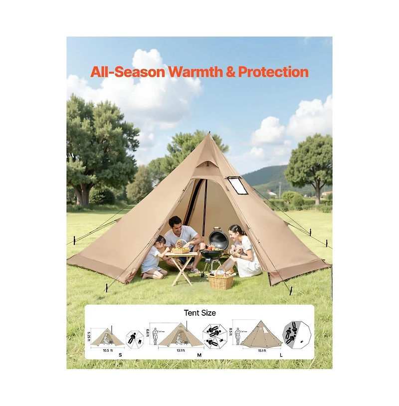 Sugift Hot Tent for Persons Portable Winter Tipi Tent with Stove Jack