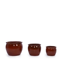 Clihome Handmade Ceramic Plant Pots, Indoor & Outdoor Flower Pots for Tables,Breathable Clay with Drainage Hole