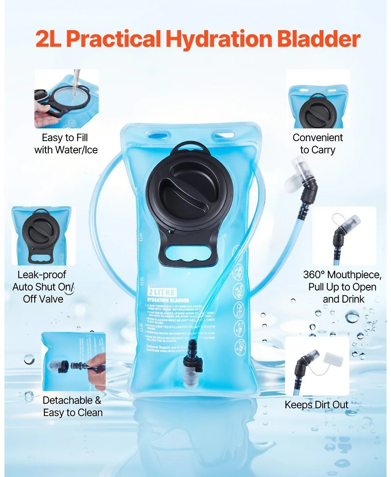 Mecale Lightweight Hydration Backpack with 2L Water Bladder