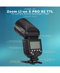 Flashpoint Zoom Li on X Pro R2 Ttl On-Camera Round Speedlight Flash for Sony with Round Head Flash Accessory Kit