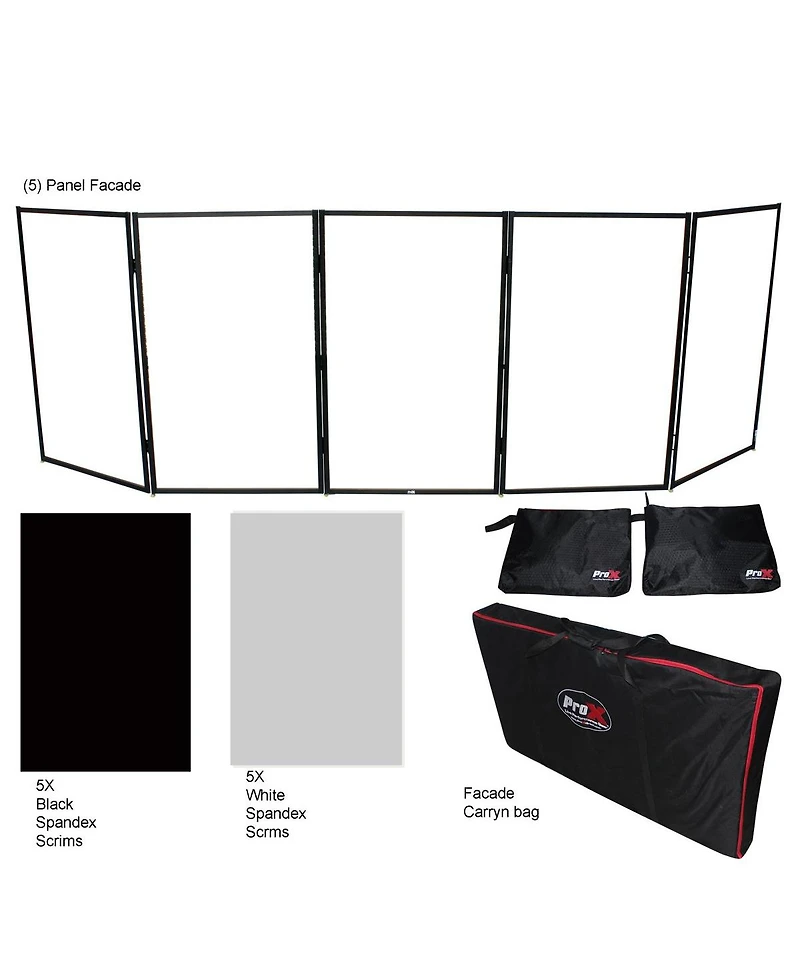 ProX Xf-5X3048 5-Panel Pro Dj Facade with 180 Degree Quick Release Stainless Steel Hinges