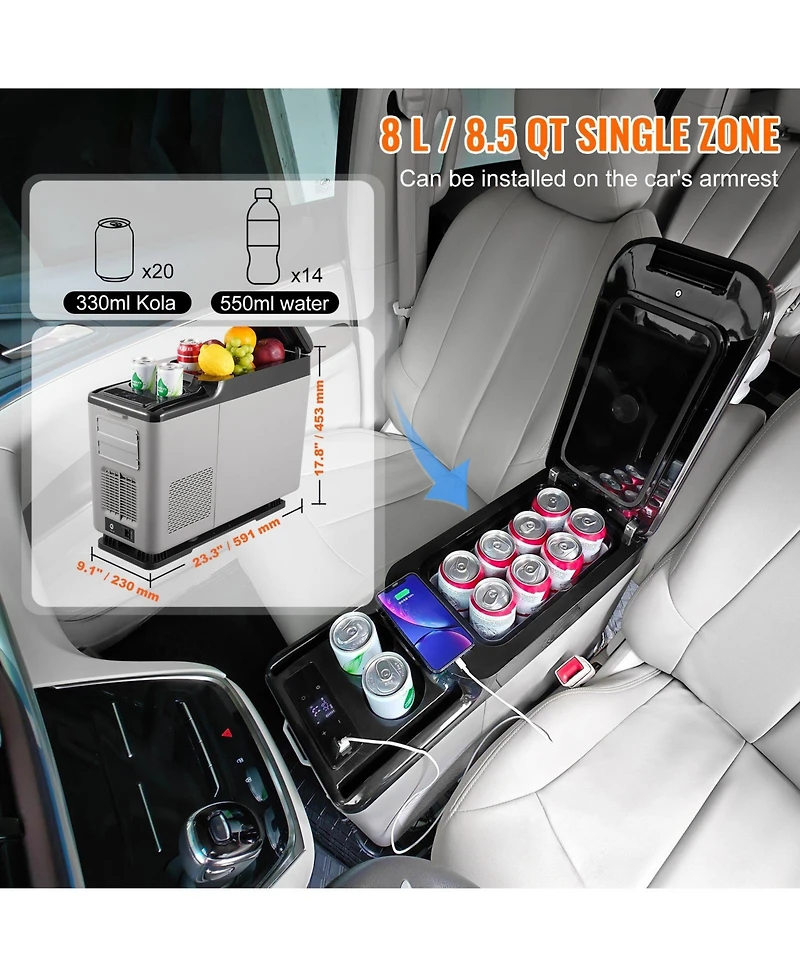 Mecale 15 Liter Car Armrest Refrigerator 12V Portable Single Zone Freezer