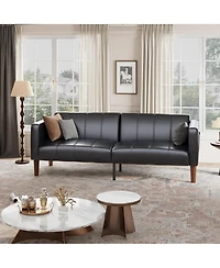 gaomon Futon Sofa Bed, 75-Inch Modern Faux Leather Convertible Couch, Mid-Century Loveseat for Small Space, Living Room, Bedroom.