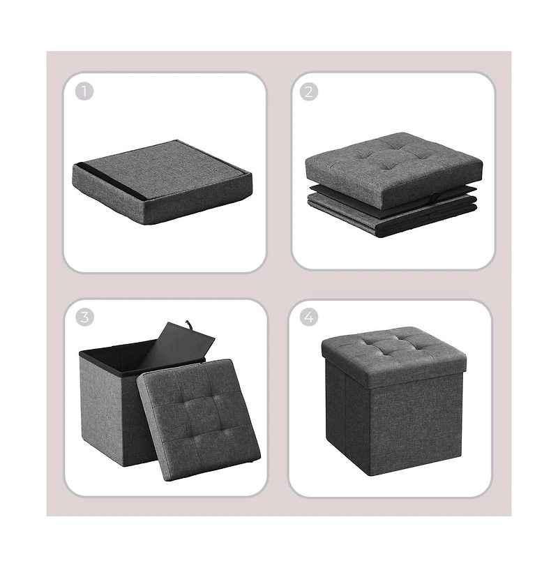 Slickblue Foldable Storage Footrest Stool Bench with Hidden Organizer Space