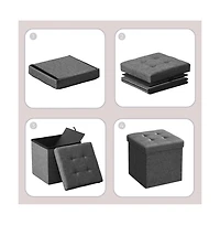 Slickblue Foldable Storage Footrest Stool Bench with Hidden Organizer Space