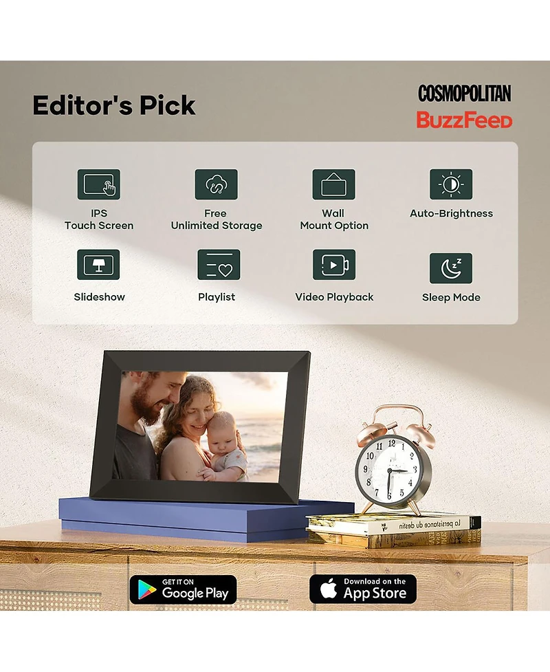 Cozyla 10.1" Wxga Wi-Fi Touchscreen Digital Picture Frame