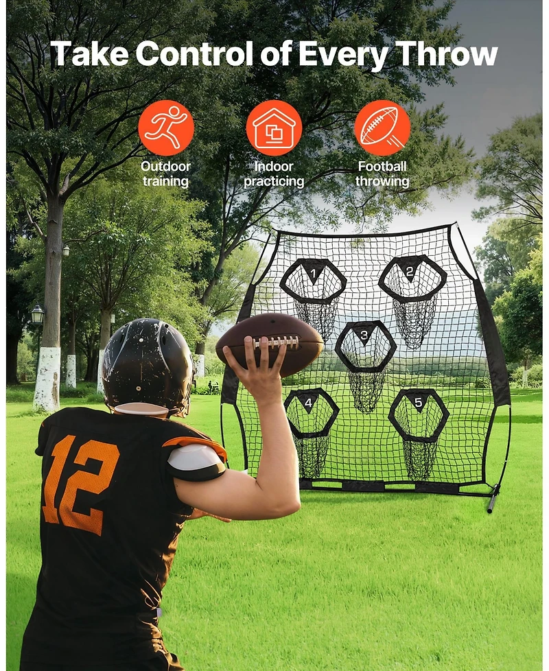 Mecale 6 x 6 Ft Football Throwing Net with 5 Pockets
