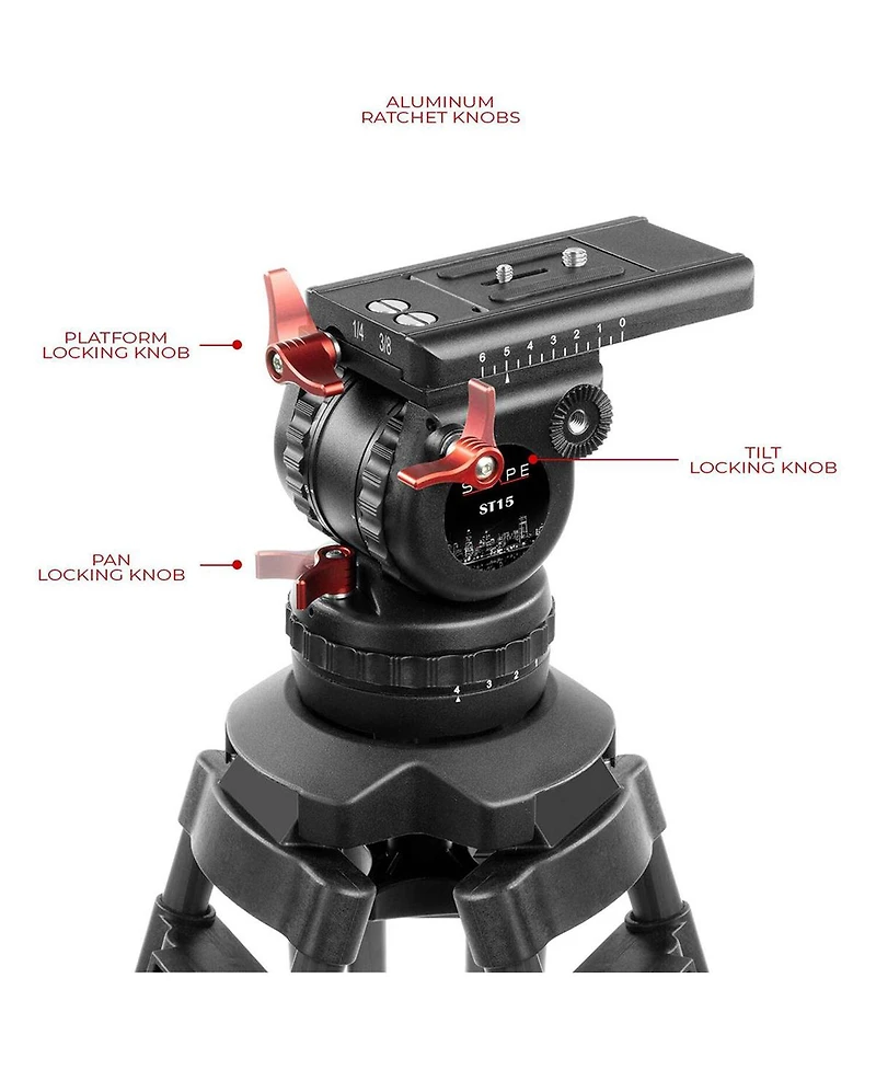 Shape Pro Video 3-Section Carbon Fiber Tripod with Fluid Head, 33 lbs