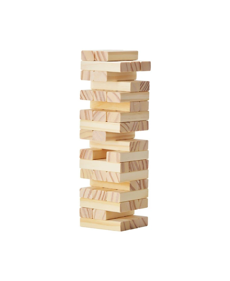 Mecale Tumbling Tower 54 Pine Wood Blocks with Storage Crate Multiple Games
