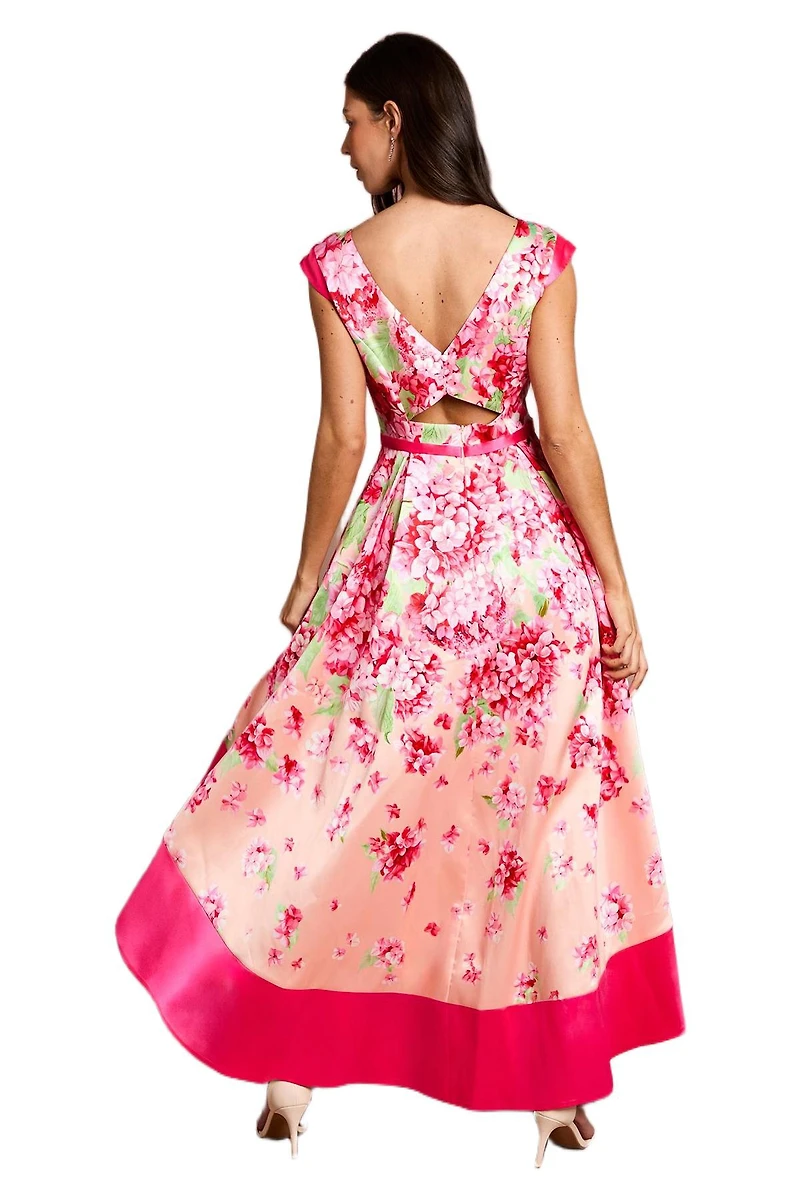 Coast Women's Twill Hi-lo Floral Printed Midi Dress