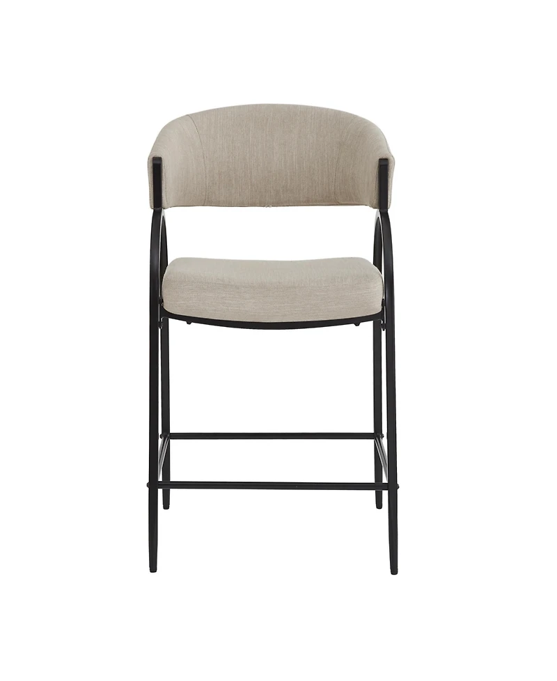 flynama Modern Fabric Bar Stools Set of 2 with Back, Metal Frame