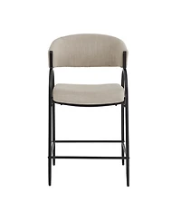 flynama Modern Fabric Bar Stools Set of 2 with Back, Metal Frame