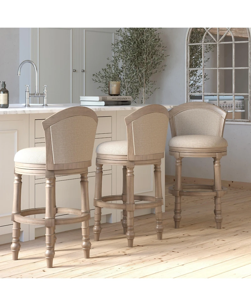 Boyel Living Classic Solid Wood Bar Stool with Mixed Upholstered Seating