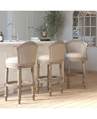 Boyel Living Classic Solid Wood Bar Stool with Mixed Upholstered Seating