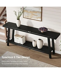 gaomon 70.8" Extra Long Console Table, 2 Tier Narrow Sofa Table for Behind Couch, Entryway Hallway Living Room, Farmhouse Style