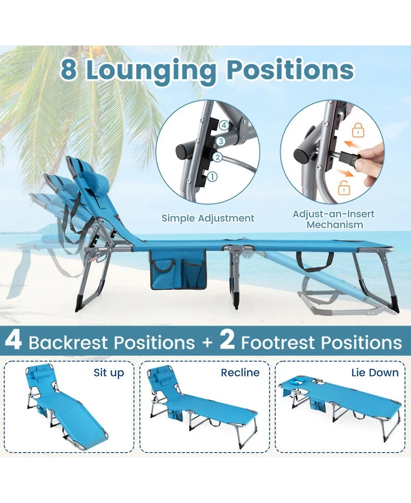 Sugift Folding Tanning Chair with Face and Arm Holes