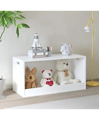 Rainsken Wooden Toy Box Storage Organizer for Kids, Modern Toy Storage Bin, Toy Chest Plush Toys Books, for Boys Girls Nursery Bedroom Playroo