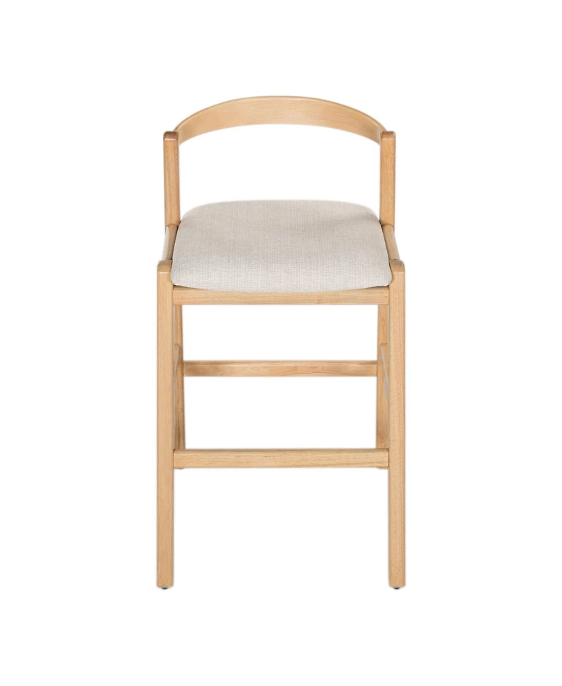 Rainsken 30" H Upholstered Bar Stools Set of 2, Classic Rubber Wood Counter Height Chairs with Backrest and Footrests for Kitchen Island