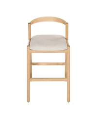 Rainsken 30" H Upholstered Bar Stools Set of 2, Classic Rubber Wood Counter Height Chairs with Backrest and Footrests for Kitchen Island
