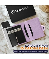 Conceal Plus Rfid Pop Up Wallet for Women - Slim Minimalist Credit Card Holder (4-6 Capacity) Aluminum Metal Case