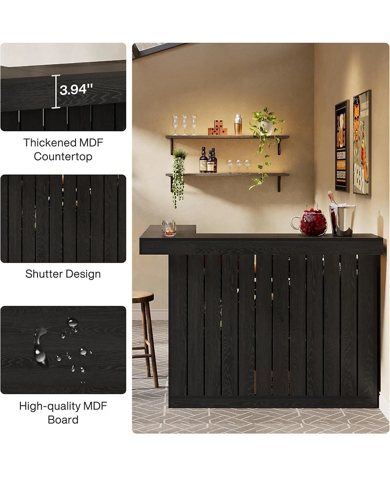 Tribesigns L-Shaped Home Bar Unit, 4-Tier Corner Liquor Bar Table with Wine Glasses Holder, for Home Pub