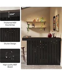 Tribesigns L-Shaped Home Bar Unit, 4-Tier Corner Liquor Bar Table with Wine Glasses Holder, for Home Pub