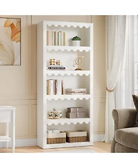 Tribesigns 5-Tier Bookcase, 70-Inch Tall Bookshelf with Scalloped Edges, for Living Room, Home Office, Bedroom
