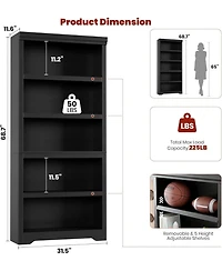 gaomon 75" Tall Farmhouse Bookshelf, 5 Tier Open Bookcase with Adjustable Shelves and Anti-Tip Design for Living Room