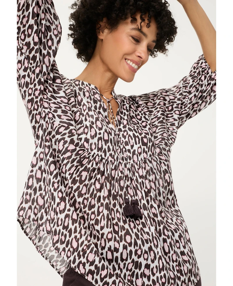 Olsen Women's Leopard Tunic Blouse