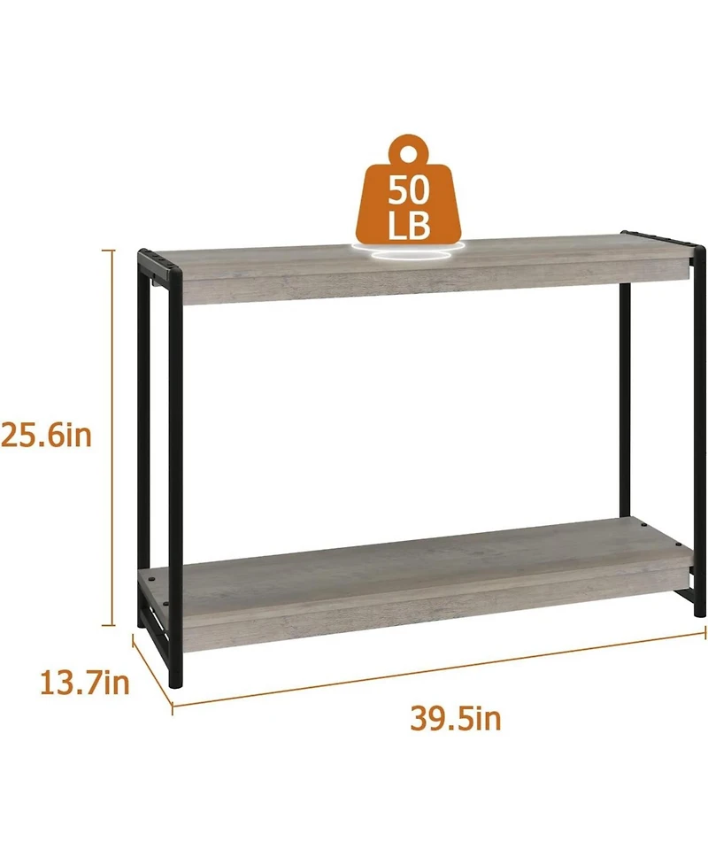 gaomon 2-Tier Narrow Console Table for Sofa or Entryway - Modern Farmhouse Accent Table with Open Shelf