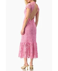Ivonne Women's Lace Cap-Sleeve Midi Dress