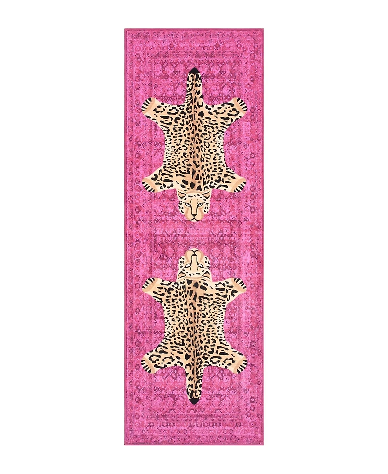 Juicy Couture Leopard Medallion Finely Soft Washable Runner Rug, 24" x 72"