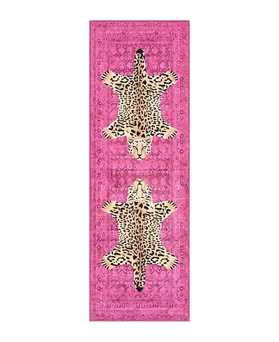 Juicy Couture Leopard Medallion Finely Soft Washable Runner Rug, 24" x 72"