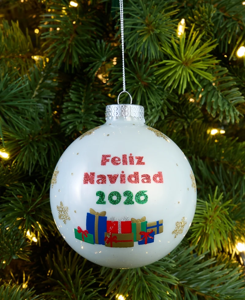 Holiday Lane Feliz Navidad 2025 Glass Christmas Tree Ball Ornament, Exclusively at Macy's