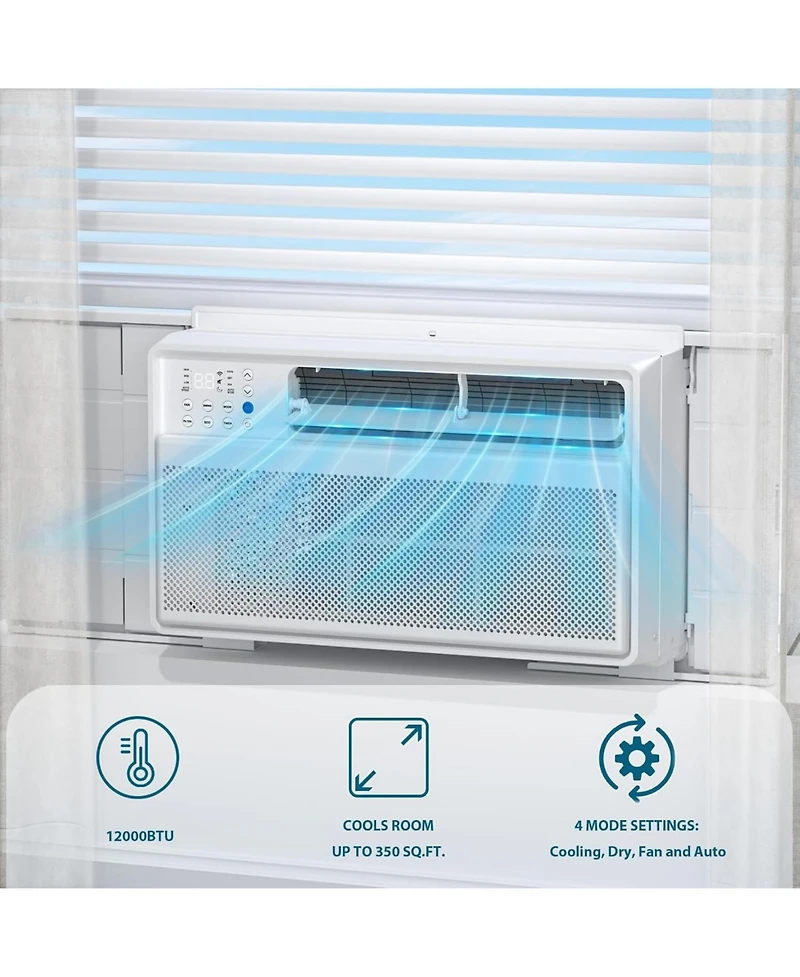 Cowsar 12000 Btu Window Ac Cools 450 Sq.Ft. with Timer and Remote
