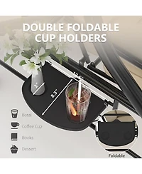 GarveeLife Outdoor Porch Swing with Adjustable Canopy 3 Seat Patio Swing Chair Heavy Duty Outdoor Swing with Cup Holder Tray Cushion