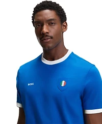 Boss by Hugo Men's Stretch-Cotton Italy Country Flag Logo T-Shirt