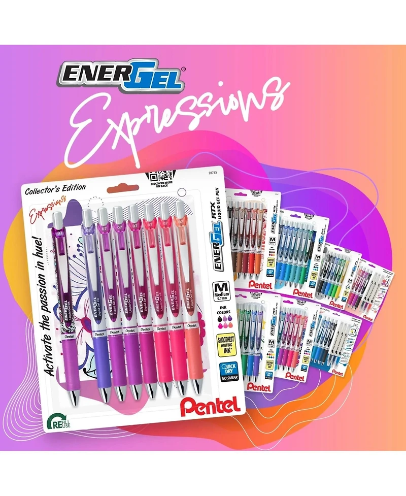Pentel EnerGel Expressions .7mm Medium Chill Mix 8pk