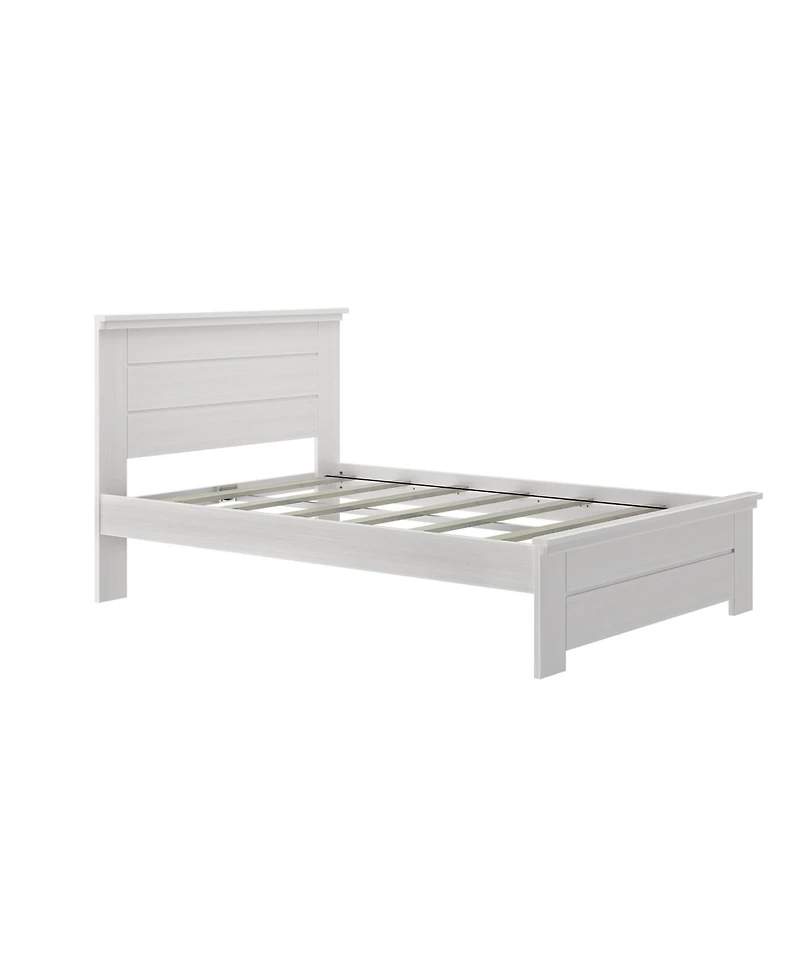 Max & Lily Full Bed Frame with Panel Headboard, Modern Farmhouse Solid Wood Platform