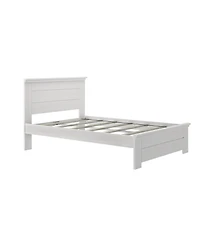 Max & Lily Full Bed Frame with Panel Headboard, Modern Farmhouse Solid Wood Platform