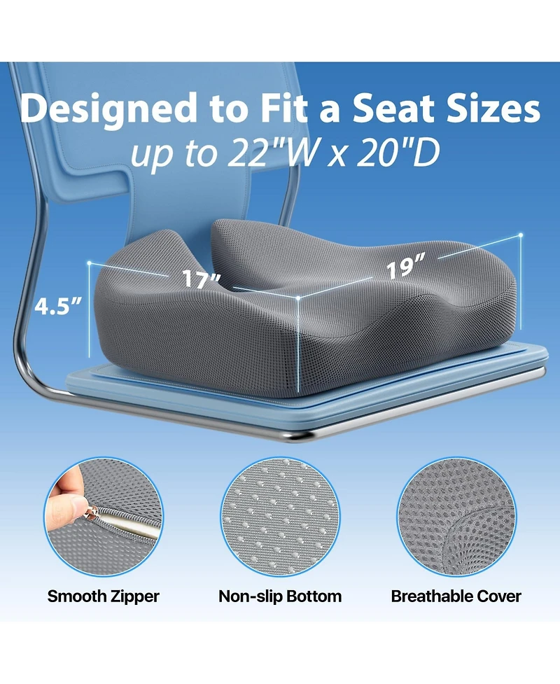 Gnuadz Seat Cushion Memory Foam Office Chair Pad Long Sitting