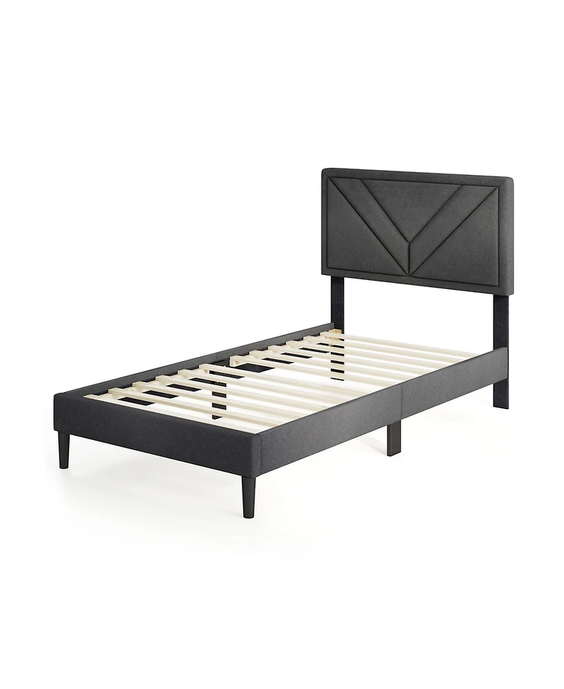 Slickblue Platform Bed Frame with Upholstered Tufted Headboard Slats