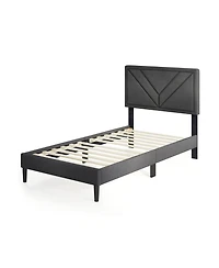 Slickblue Platform Bed Frame with Upholstered Tufted Headboard Slats