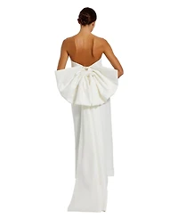Mac Duggal Women's Strapless Satin Column Ankle Dress With Bow Detail