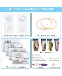 Gnuadz 4 Sets Embroidery Kit Cross Stitch Beginner Craft