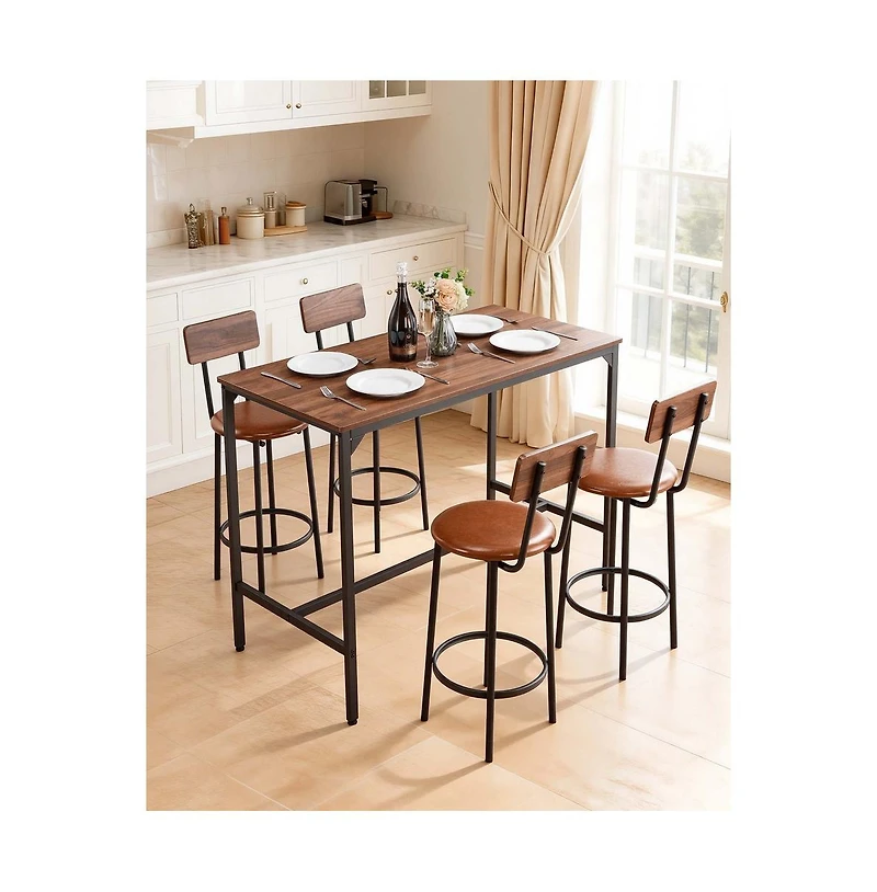 Sugift Bar Table 5PCS 47 Bars Tables Set Bar Tables and Chair Set with Rounded Edge Design