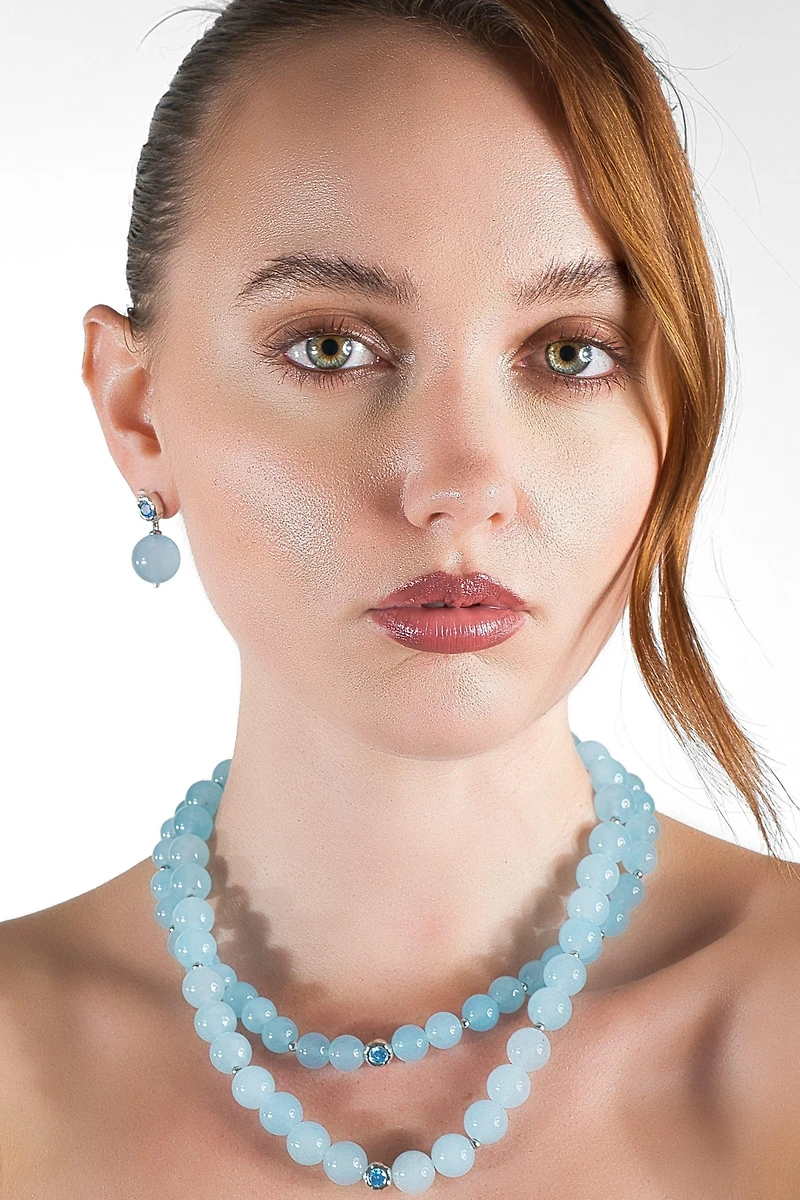 Classicharms Isla Aquamarine Bead Drop Earrings