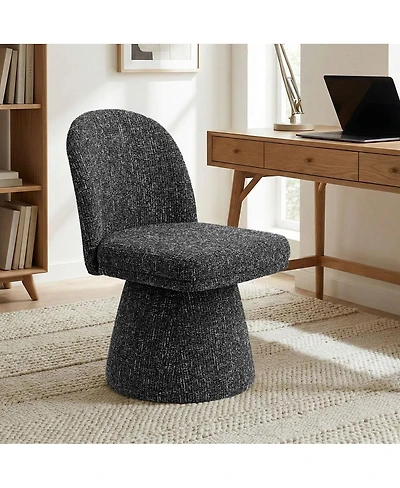 Maison Boucle Swivel Home Office Chair, Upholstered Fabric Desk Armless, 1 Pc