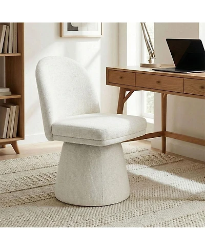 Maison Boucle Swivel Home Office Chair, Upholstered Fabric Desk Armless, 1 Pc